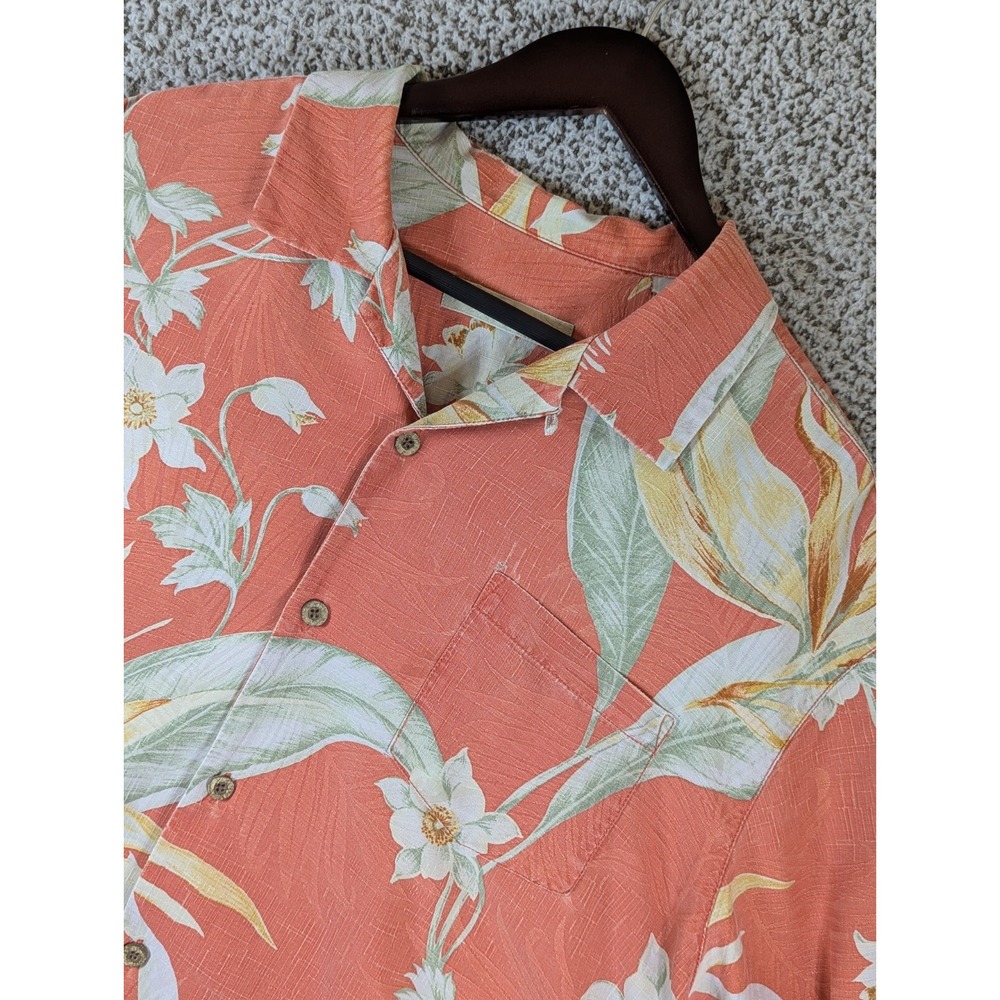 Silk Tommy Bahama Loop Collar Camp Shirt Men's XL‎ Specialty Floral Print Read
